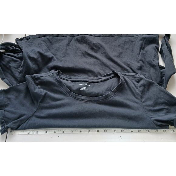 Anthropologie Black Rosamund Tie-Front Tee Womens MD Basic Casual Comfy Cotton - Picture 9 of 11